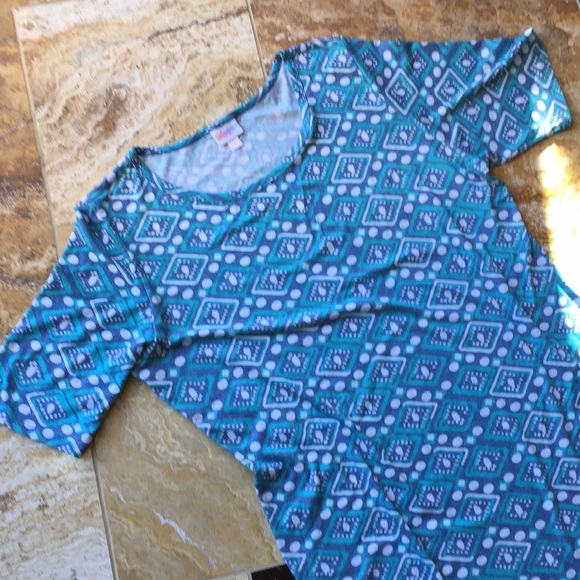 LuLaRoe half sleeve: faded denim/turquoise/white - Picture 4 of 8
